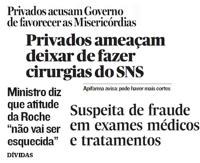 Jornal de Notícias, Expresso e Público - edições de 2012