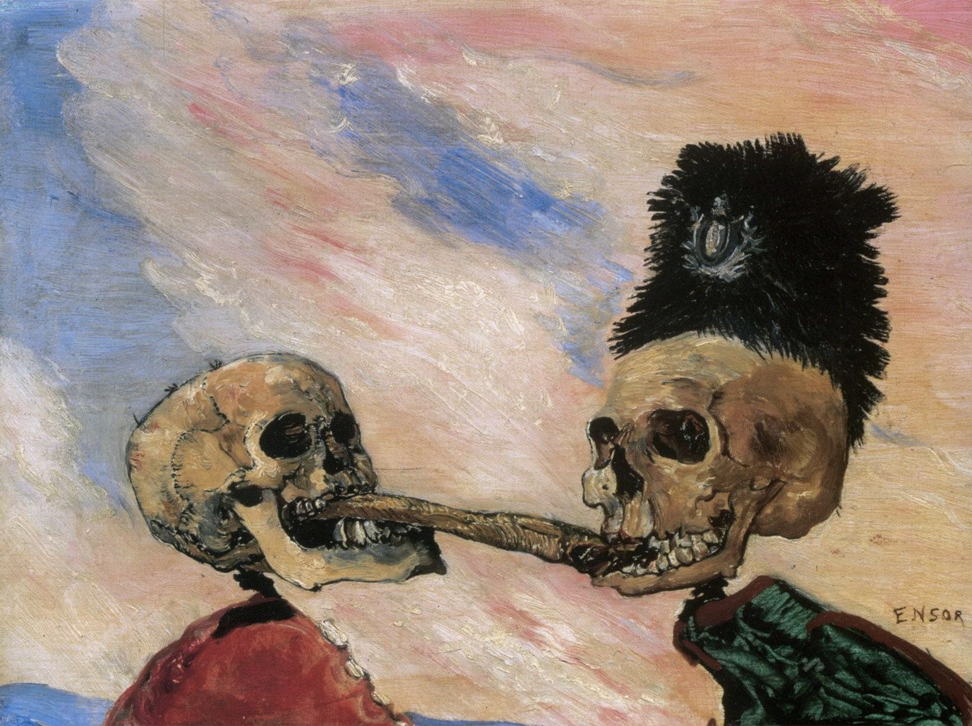 Fig 6. James Ensor. Esqueletos disputando um arenque fumado. 1891.
